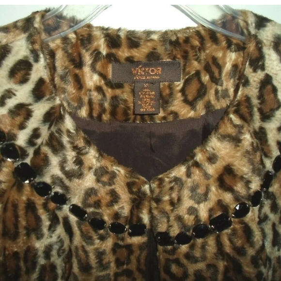 Victor Alfaro faux Leppard fur jacket vintage NWOT - Picture 3 of 7